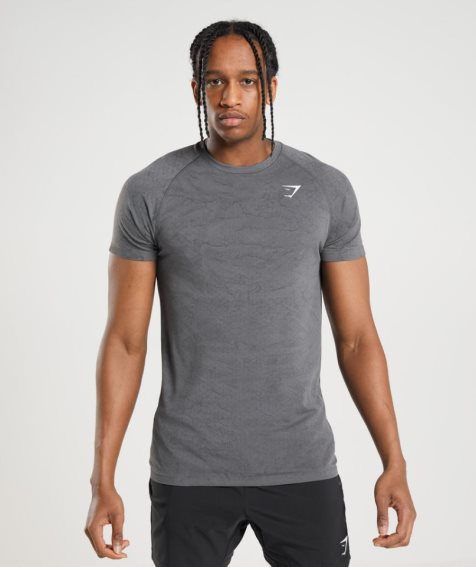 Koszulki Gymshark Geo Seamless Męskie Szare | PL 531JCB